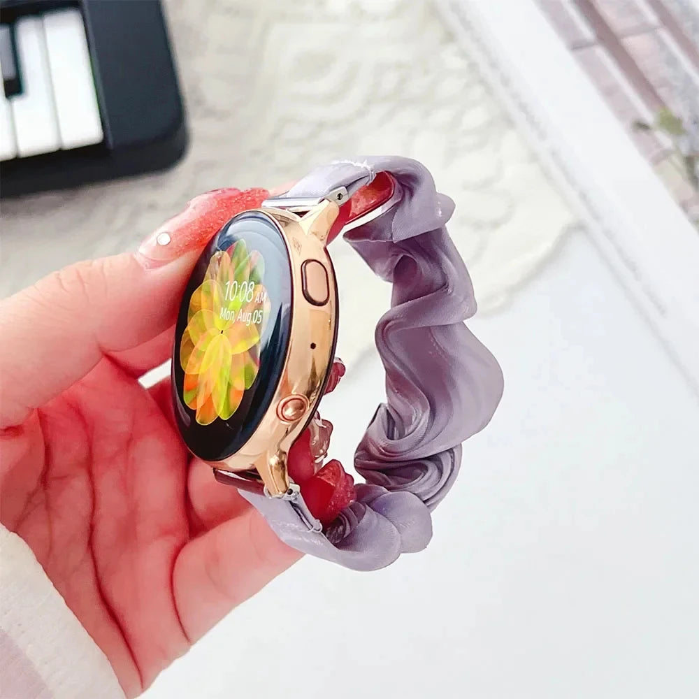 18mm 20mm 22mm Scrunchie Elastic Band for Galaxy Watch 7 6 5 40mm 44mm 6Classic 43mm 47 Women Strap for Huawei GT5 Pro 42mm 46mm