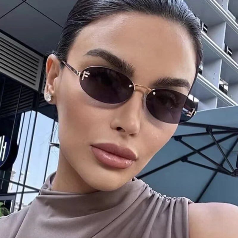 Luxury Oval Frameless Sunglasses
