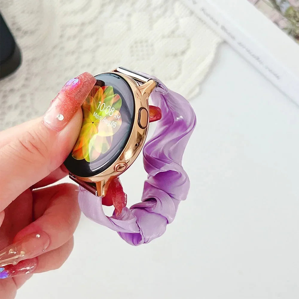 18mm 20mm 22mm Scrunchie Elastic Band for Galaxy Watch 7 6 5 40mm 44mm 6Classic 43mm 47 Women Strap for Huawei GT5 Pro 42mm 46mm