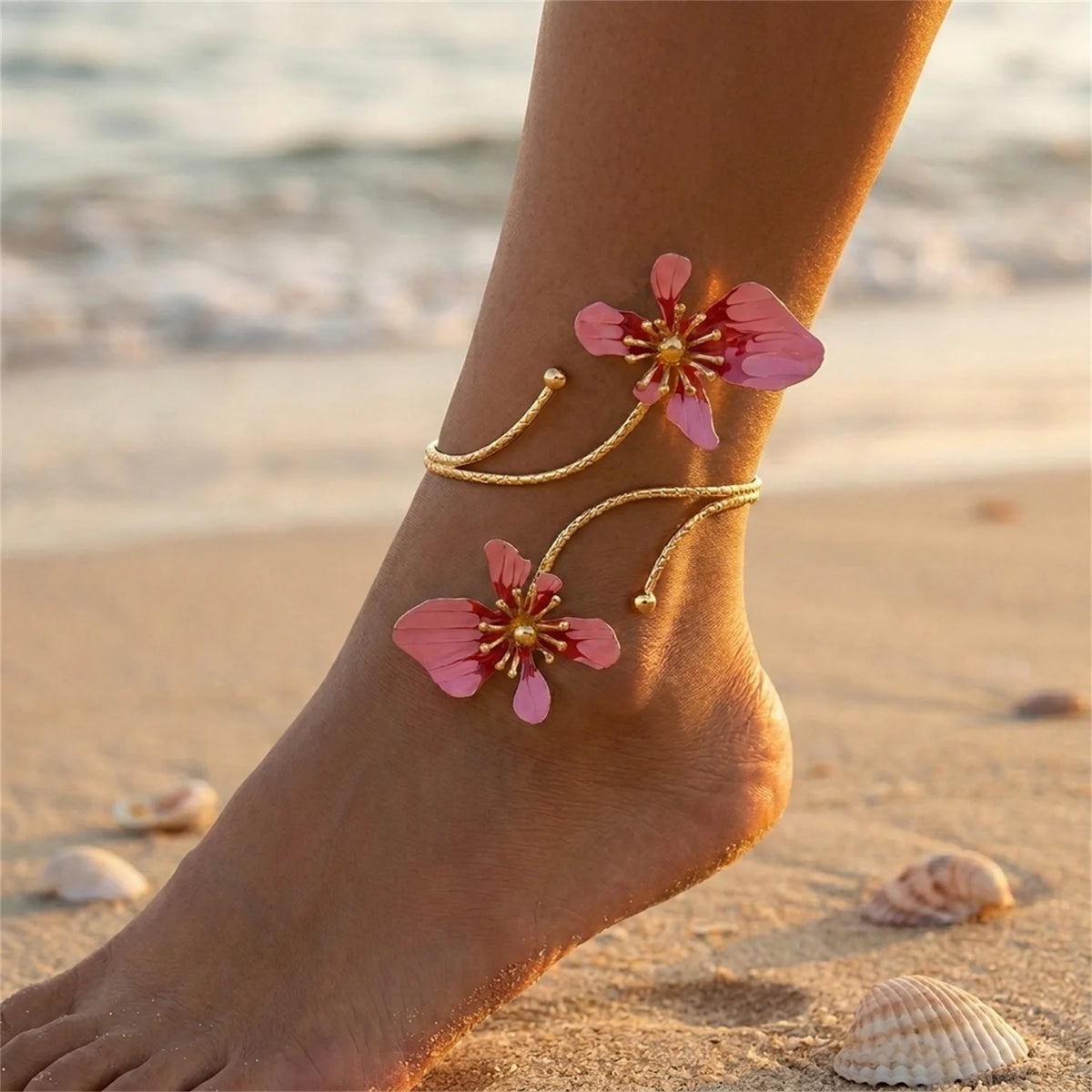 Elegant Flower & Butterfly Anklet