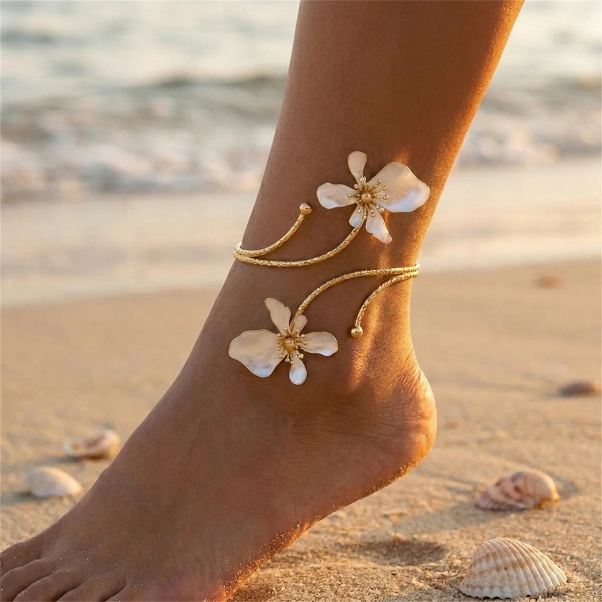 Elegant Flower & Butterfly Anklet