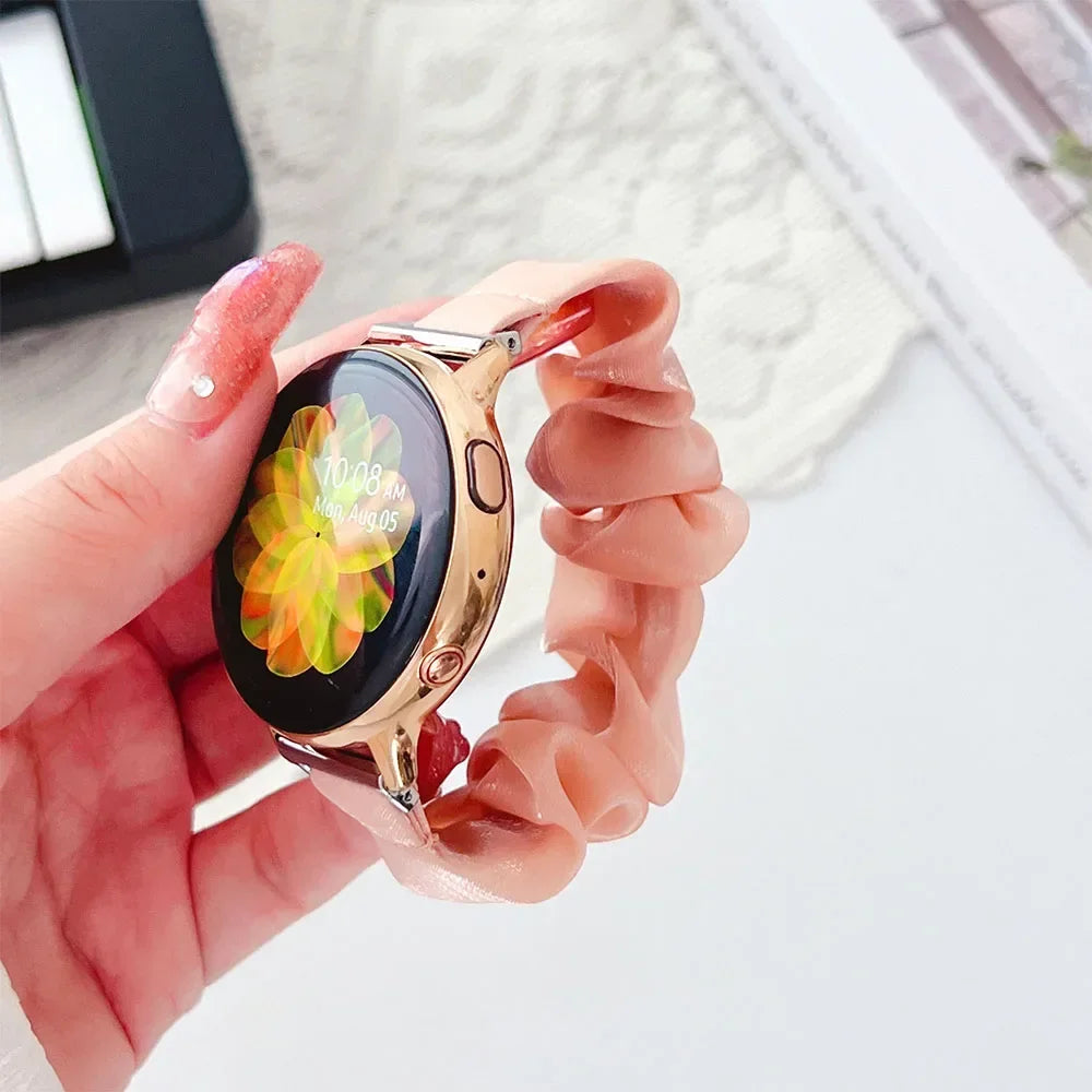 18mm 20mm 22mm Scrunchie Elastic Band for Galaxy Watch 7 6 5 40mm 44mm 6Classic 43mm 47 Women Strap for Huawei GT5 Pro 42mm 46mm
