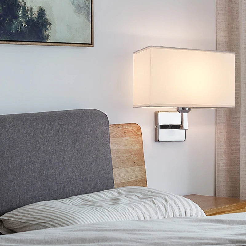 E27 Fabric Wall lamp with Switch LED Spotlight Reading Light Bedroom Study Equipment Hotel Bedhead Nordic Home Decoration Light