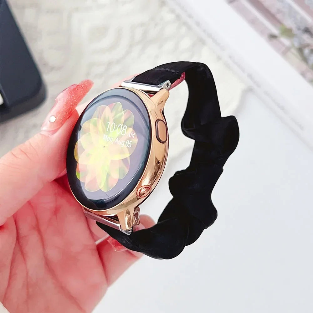 18mm 20mm 22mm Scrunchie Elastic Band for Galaxy Watch 7 6 5 40mm 44mm 6Classic 43mm 47 Women Strap for Huawei GT5 Pro 42mm 46mm