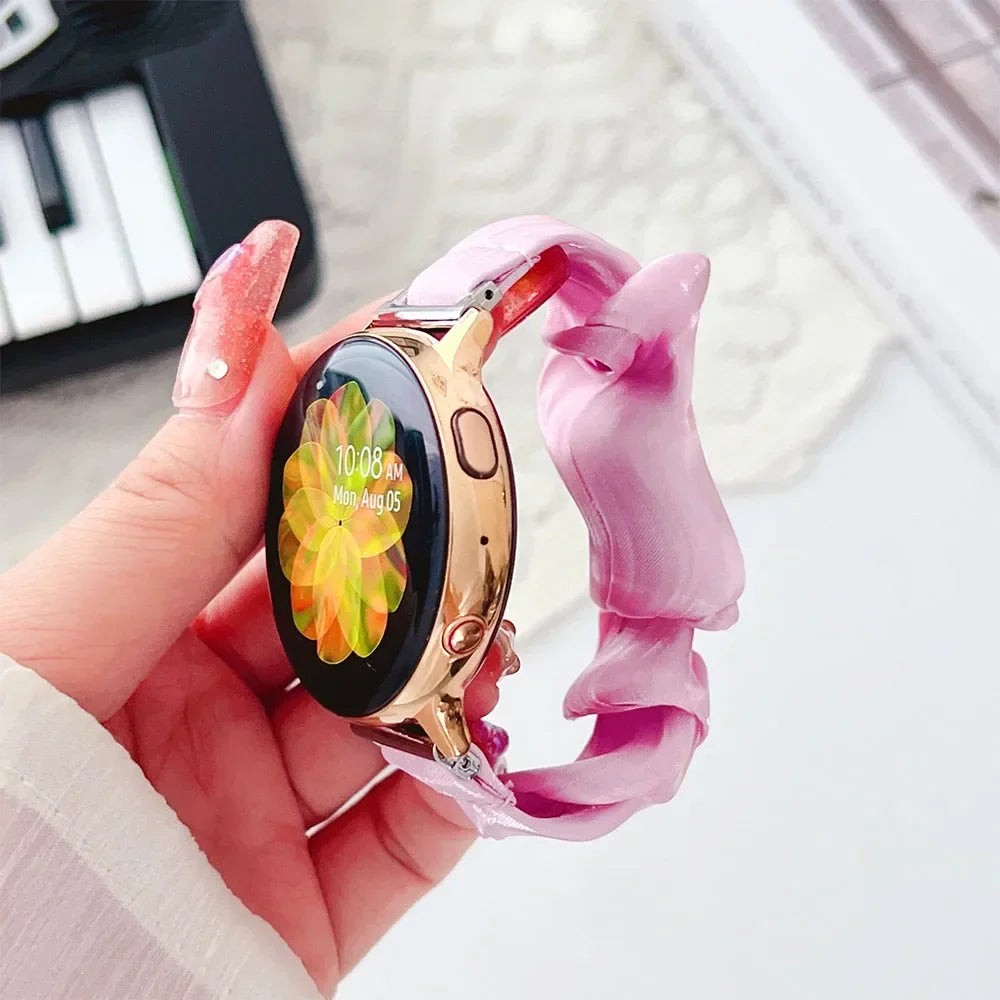 18mm 20mm 22mm Scrunchie Elastic Band for Galaxy Watch 7 6 5 40mm 44mm 6Classic 43mm 47 Women Strap for Huawei GT5 Pro 42mm 46mm