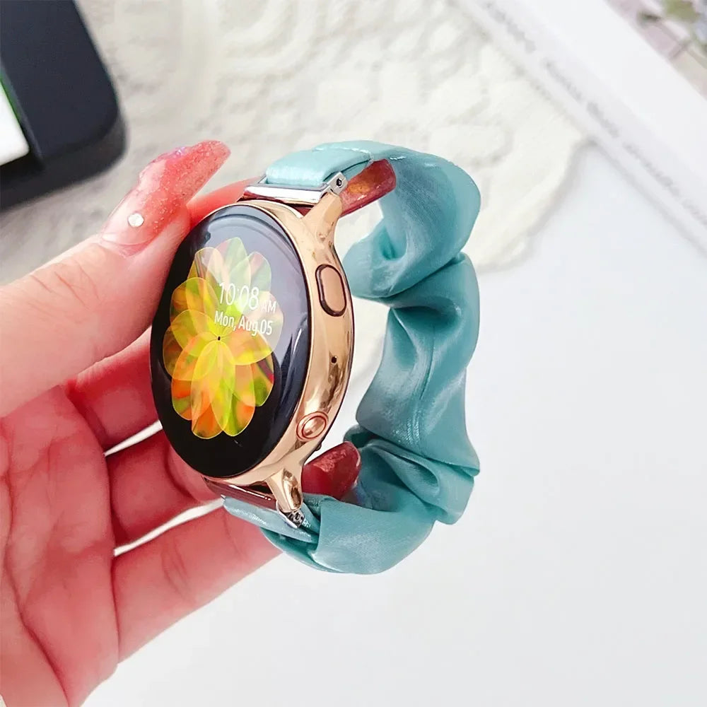 18mm 20mm 22mm Scrunchie Elastic Band for Galaxy Watch 7 6 5 40mm 44mm 6Classic 43mm 47 Women Strap for Huawei GT5 Pro 42mm 46mm