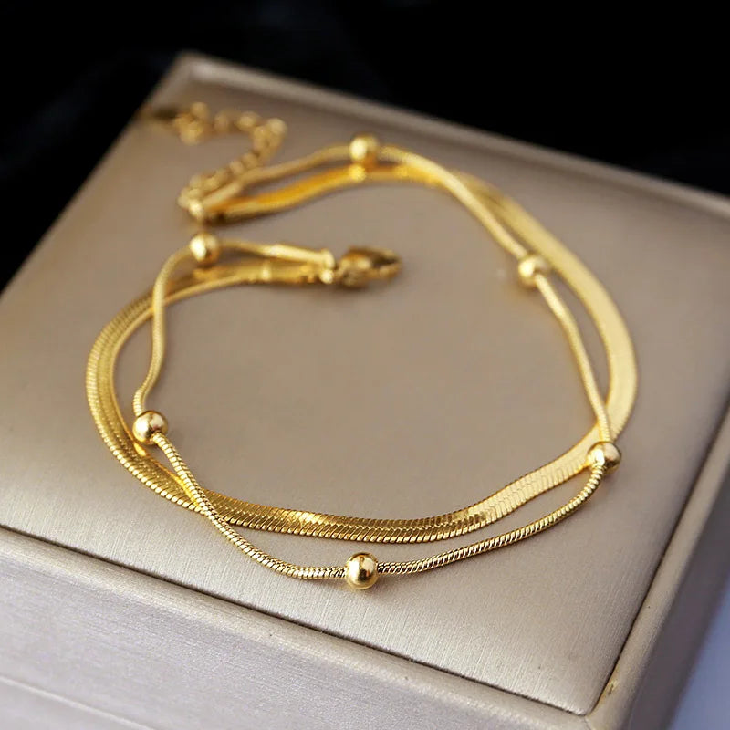 Double Layer Gold Anklet