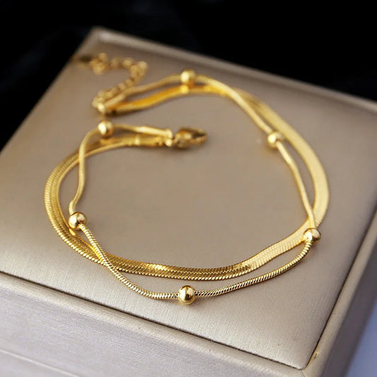Double Layer Gold Anklet