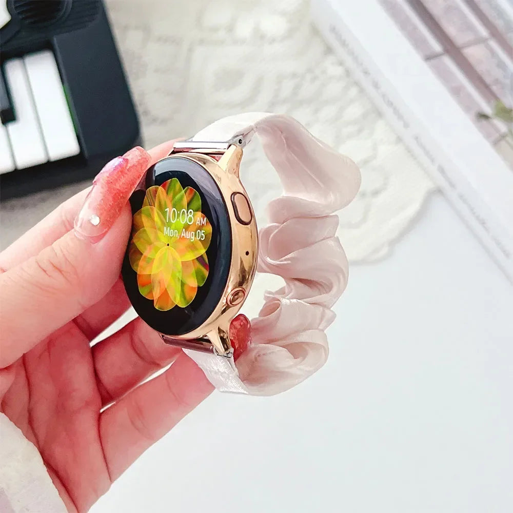18mm 20mm 22mm Scrunchie Elastic Band for Galaxy Watch 7 6 5 40mm 44mm 6Classic 43mm 47 Women Strap for Huawei GT5 Pro 42mm 46mm