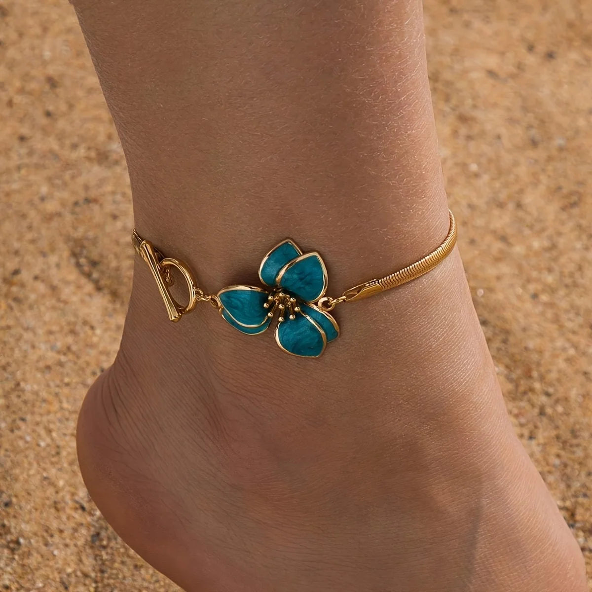 Elegant Flower Charm Anklet