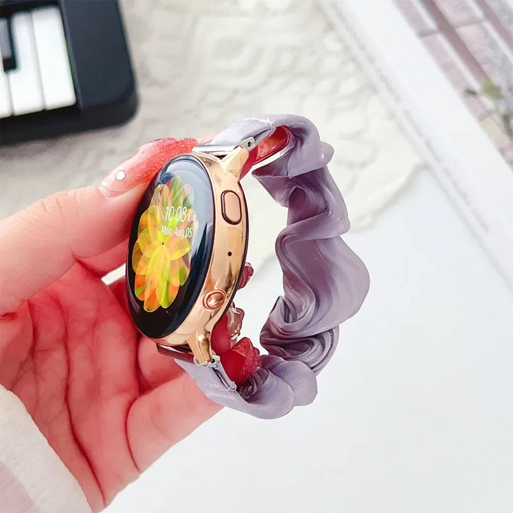 18mm 20mm 22mm Scrunchie Elastic Band for Galaxy Watch 7 6 5 40mm 44mm 6Classic 43mm 47 Women Strap for Huawei GT5 Pro 42mm 46mm