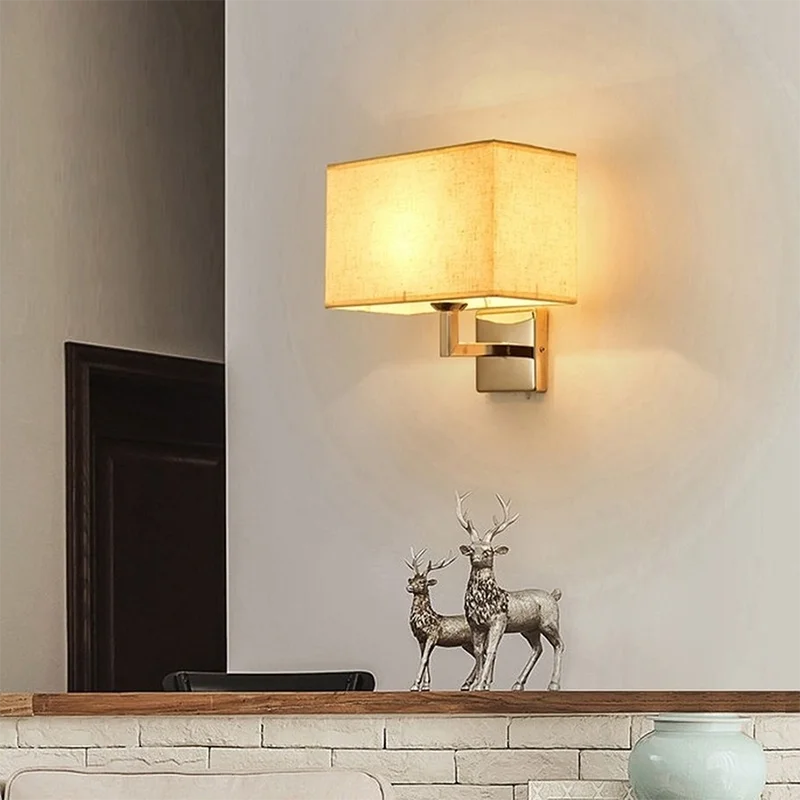 E27 Fabric Wall lamp with Switch LED Spotlight Reading Light Bedroom Study Equipment Hotel Bedhead Nordic Home Decoration Light