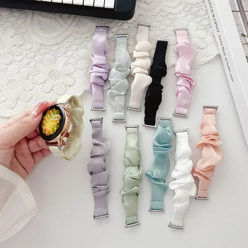 18mm 20mm 22mm Scrunchie Elastic Band for Galaxy Watch 7 6 5 40mm 44mm 6Classic 43mm 47 Women Strap for Huawei GT5 Pro 42mm 46mm