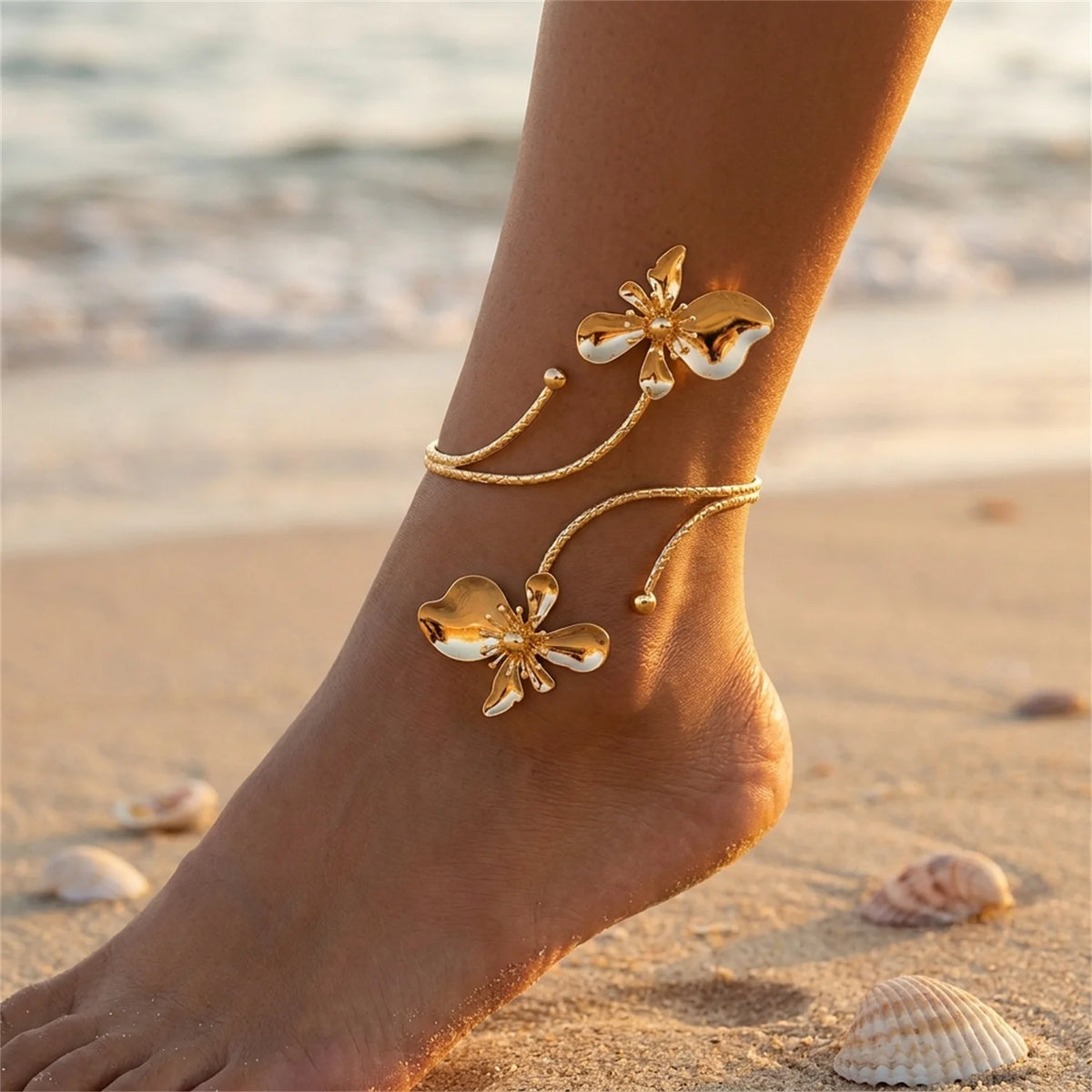 Elegant Flower & Butterfly Anklet