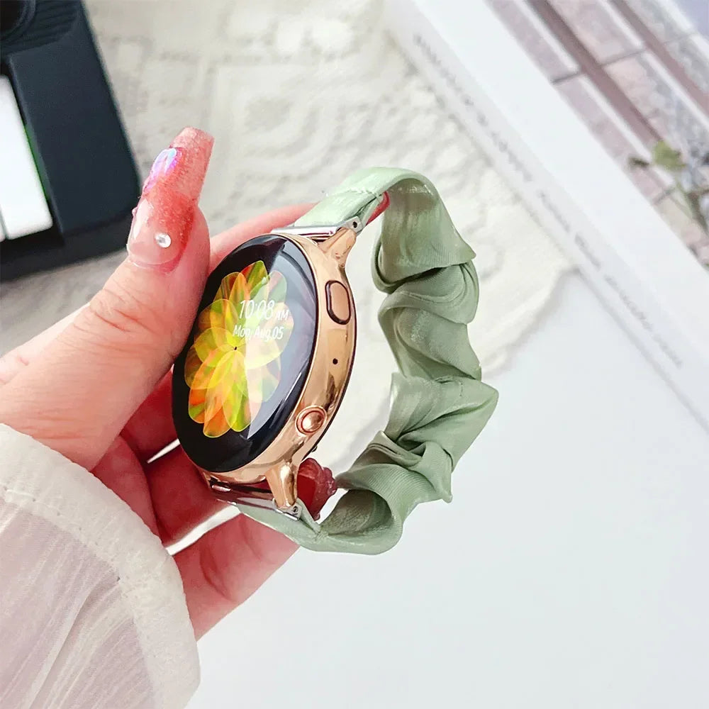 18mm 20mm 22mm Scrunchie Elastic Band for Galaxy Watch 7 6 5 40mm 44mm 6Classic 43mm 47 Women Strap for Huawei GT5 Pro 42mm 46mm